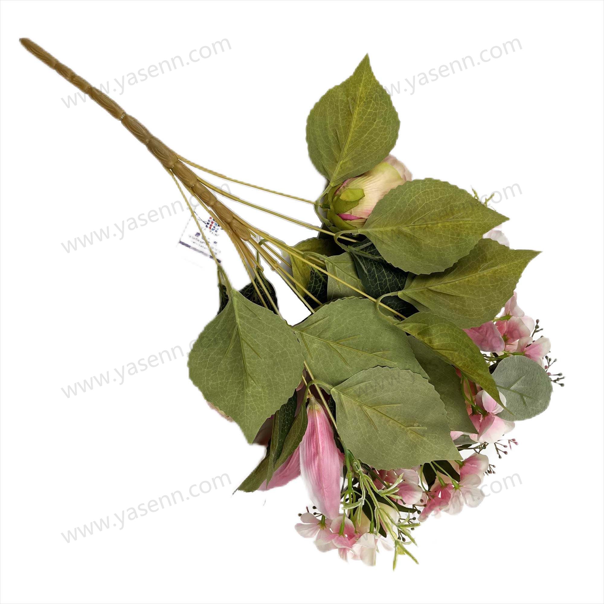 luxury mixed rose & lily fan shaped bouquet – 11 stems, 54cm tall, premium pongee satin (ysz21016)